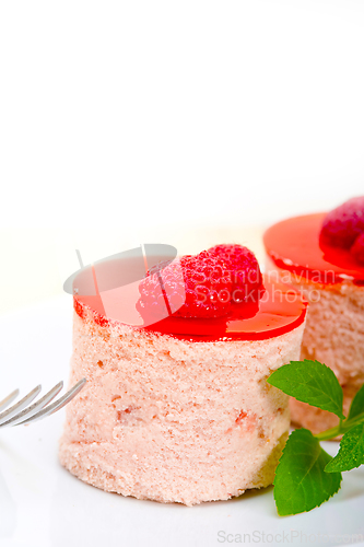 Image of fresh raspberry cake mousse dessert