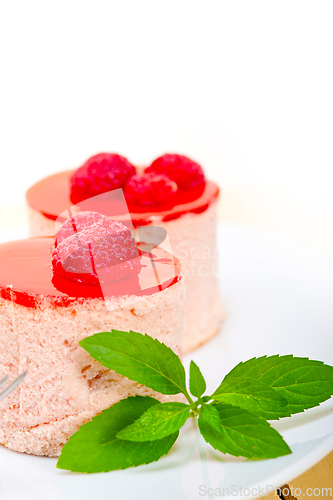 Image of fresh raspberry cake mousse dessert