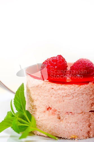 Image of fresh raspberry cake mousse dessert