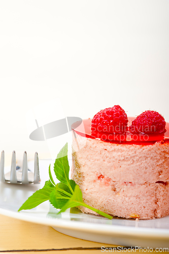 Image of fresh raspberry cake mousse dessert