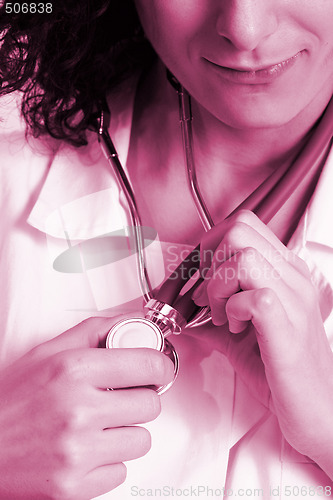 Image of Portrait of a young doctor with stethoscope.