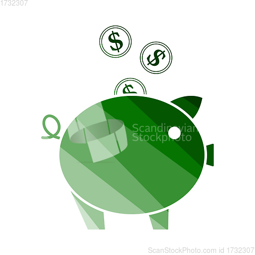 Image of Golden Coins Fall In Piggy Bank Icon