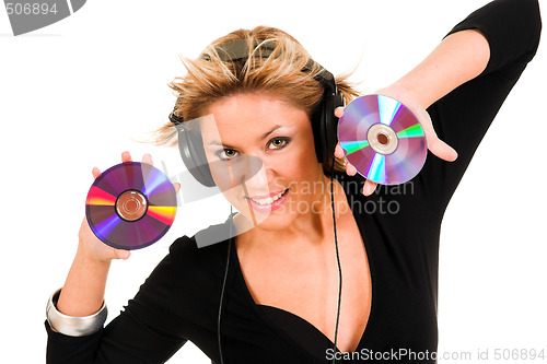 Image of woman listening music