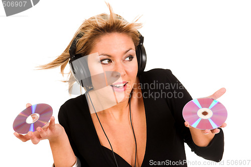 Image of woman listening music