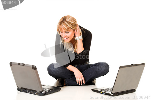 Image of woman with notebooks
