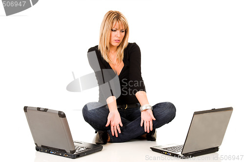 Image of woman with notebooks