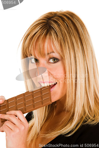 Image of woman eating chocolate