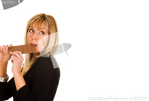 Image of woman eating chocolate