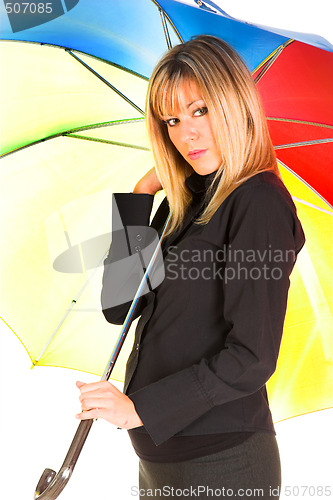 Image of girl with umbrella in colors