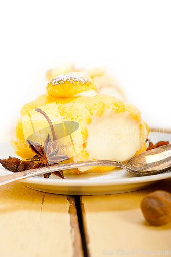 Image of cream roll cake dessert and spices