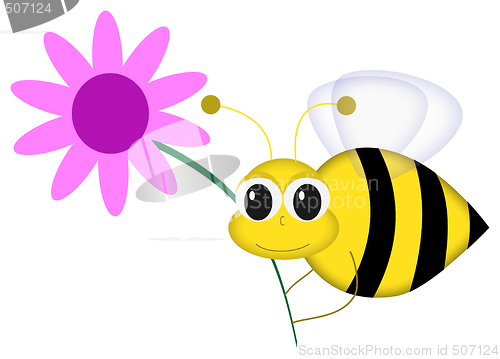 Image of Happy Bee with Flower