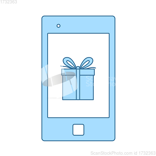 Image of Smartphone With Gift Box On Screen Icon