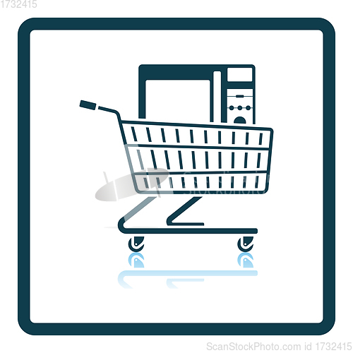 Image of Shopping Cart With Microwave Oven Icon