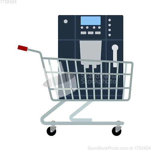 Image of Shopping Cart With Cofee Machine Icon