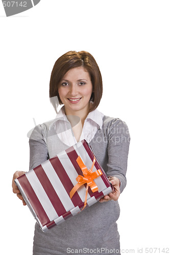 Image of Woman offering a gift box