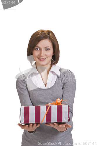 Image of Woman offering a gift box