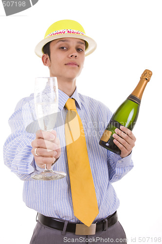 Image of businessman drink champagne