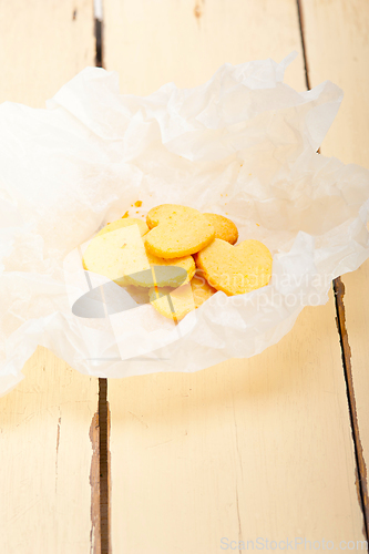 Image of heart shaped shortbread valentine cookies