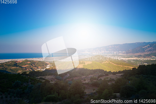 Image of Sunrise on the sea and mountains