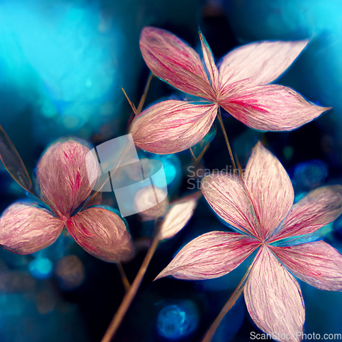 Image of Blue and pink abstract flower Illustration for prints, wall art,