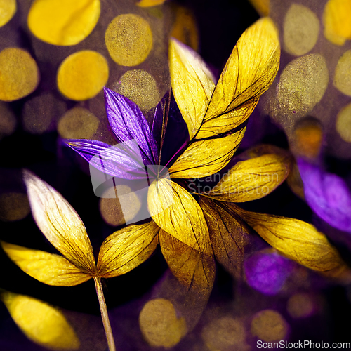 Image of Purple and yellow abstract flower Illustration.