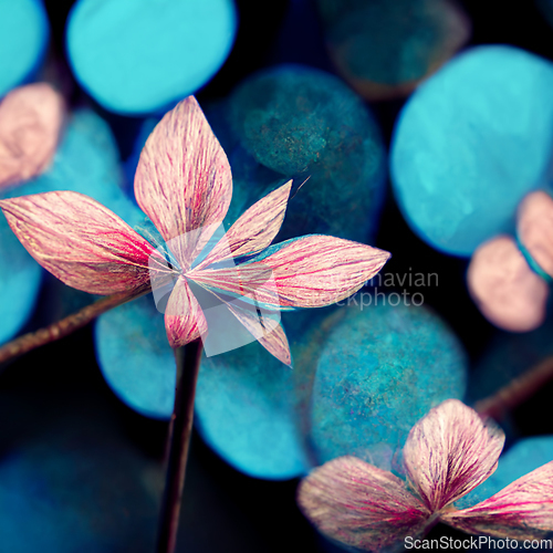 Image of Blue and pink abstract flower Illustration.