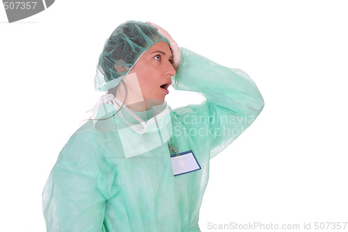 Image of shouting shocked healthcare worker