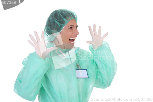 Image of shouting shocked healthcare worker