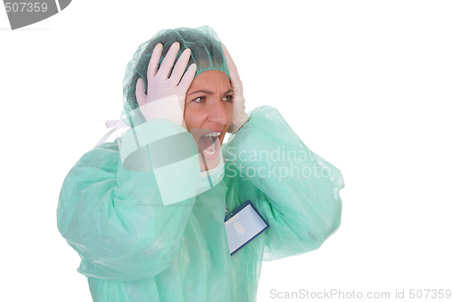 Image of shouting shocked healthcare worker