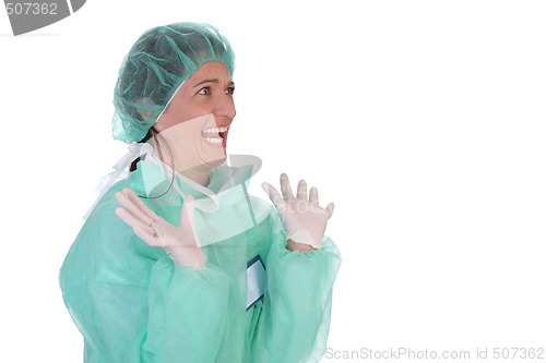 Image of shouting shocked healthcare worker