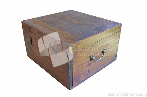 Image of vintage wooden box on white background