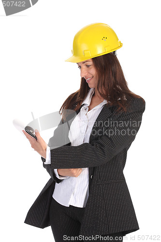 Image of young businesswoman with documents 
