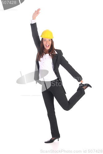 Image of young businesswoman with helmet 