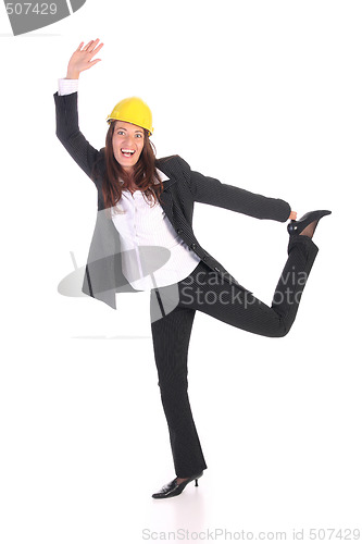 Image of young businesswoman with helmet 