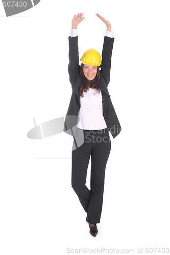 Image of young businesswoman with helmet 