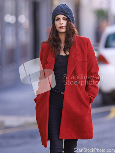 Image of Urban style. Portrait of a beautiful young woman out and about in the city.