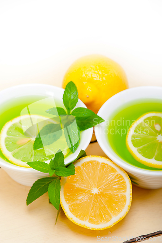 Image of mint infusion tea tisane with lemon