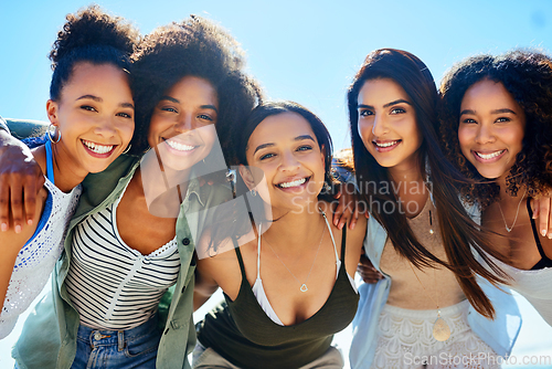 Image of Weve always been best friends. Shot of a group of girlfriends spending the day at the beach.