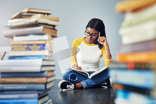 Image of She needs to concentrate, the finals are approaching. Shot of a young female student studying at home.