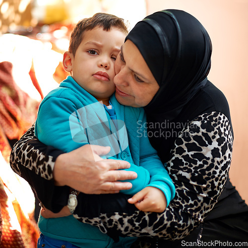 Image of Whos grandmas little boy. Shot of a grandmother hugging her grandson.