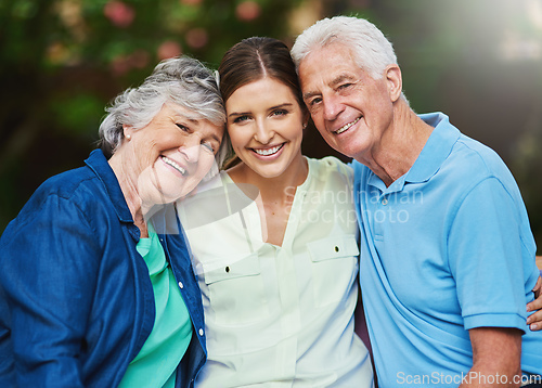 Image of Family is forever. Shot of a senior couple spending time with their daughter.