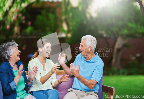 Image of With family, theres never a dull moment. Shot of a senior couple spending time with their daughter.