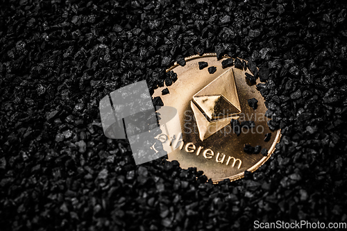 Image of Ethereum cryptocurrency golden coin