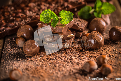 Image of Still life of chocolate pieces