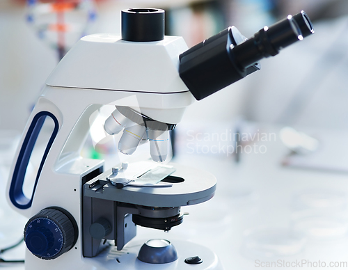 Image of When you need to take a closer look.... Closeup shot of a microscope in a science lab.