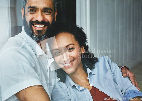 Image of We take it easy around here. Portrait of a relaxed couple enjoying the day at home together.