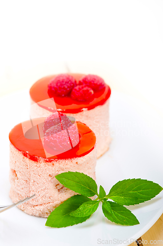 Image of fresh raspberry cake mousse dessert