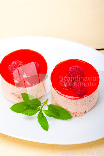 Image of fresh raspberry cake mousse dessert