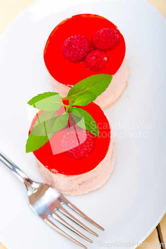 Image of fresh raspberry cake mousse dessert