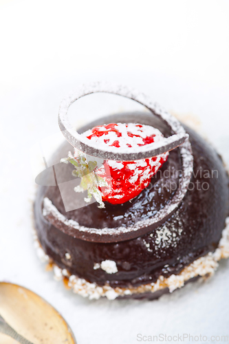 Image of fresh chocolate strawberry mousse